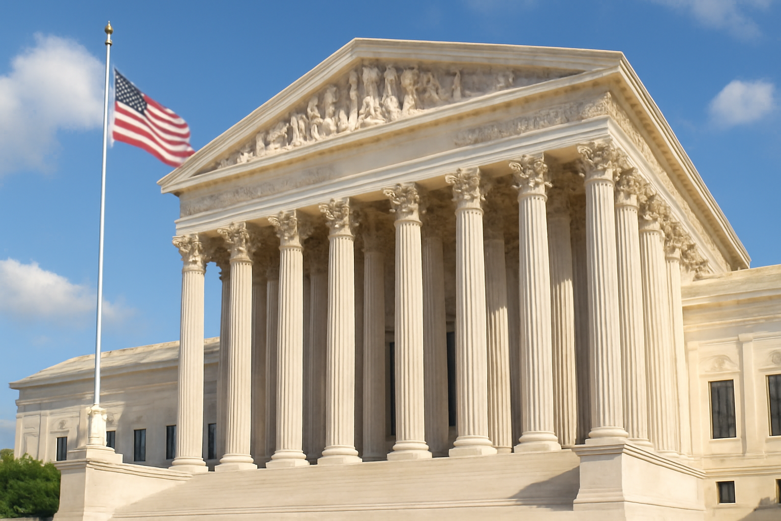Exterior of the U.S. Supreme Court building under a clear sky