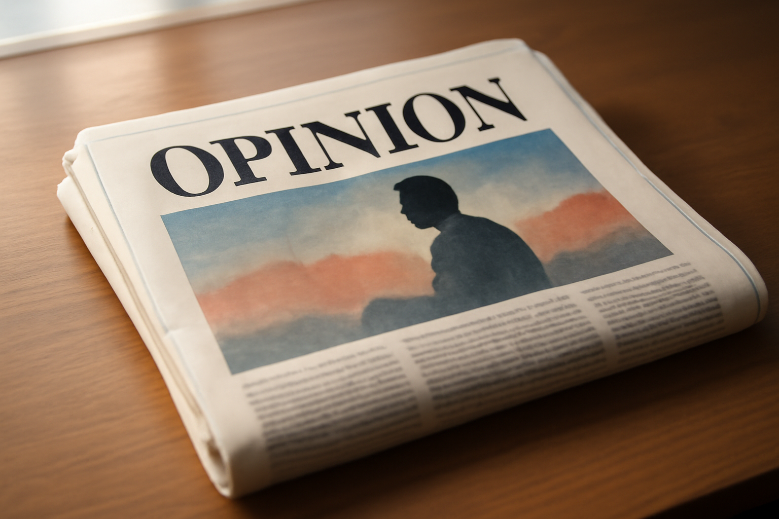Newspaper opinion page layout with a Washington Post masthead and an empty photo placeholder beside a headline about Bernie Sanders